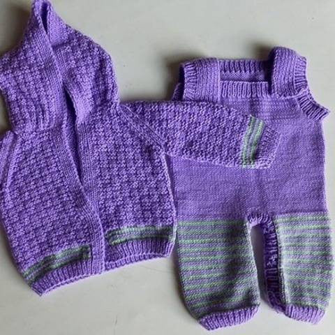 Strickanleitung * Babyset Latzhose/Kapuzenjacke in 5 Größen